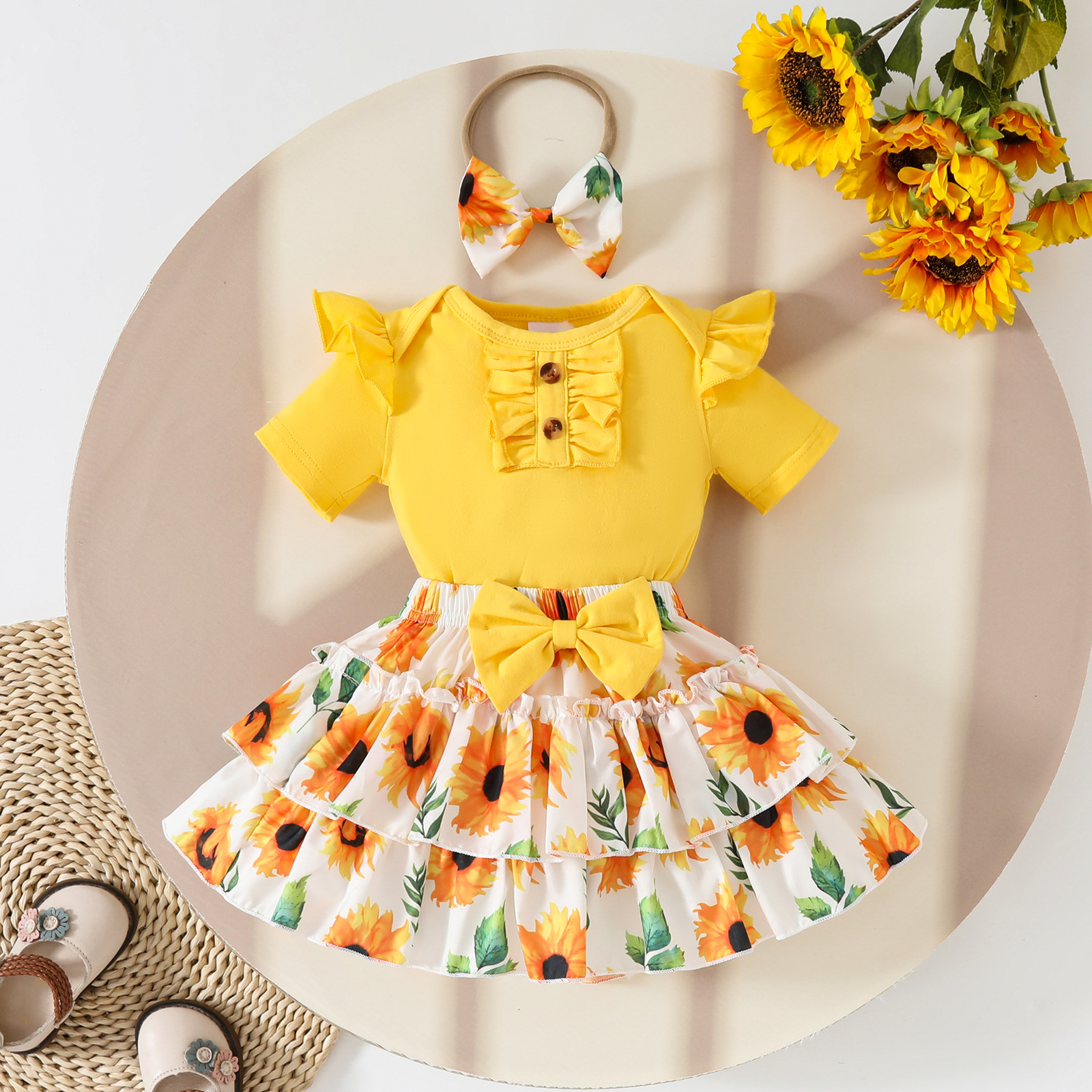 Compleu Fetițe 3 Piese Little Sunflower Tatiana - 0-3 luni - poza 2