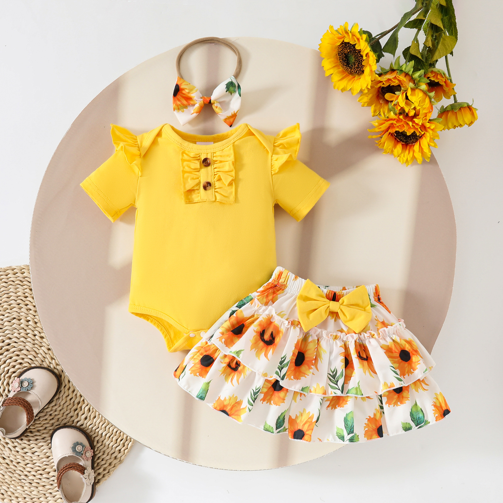 Compleu Fetițe 3 Piese Little Sunflower Tatiana - 12-18 luni - poza 1