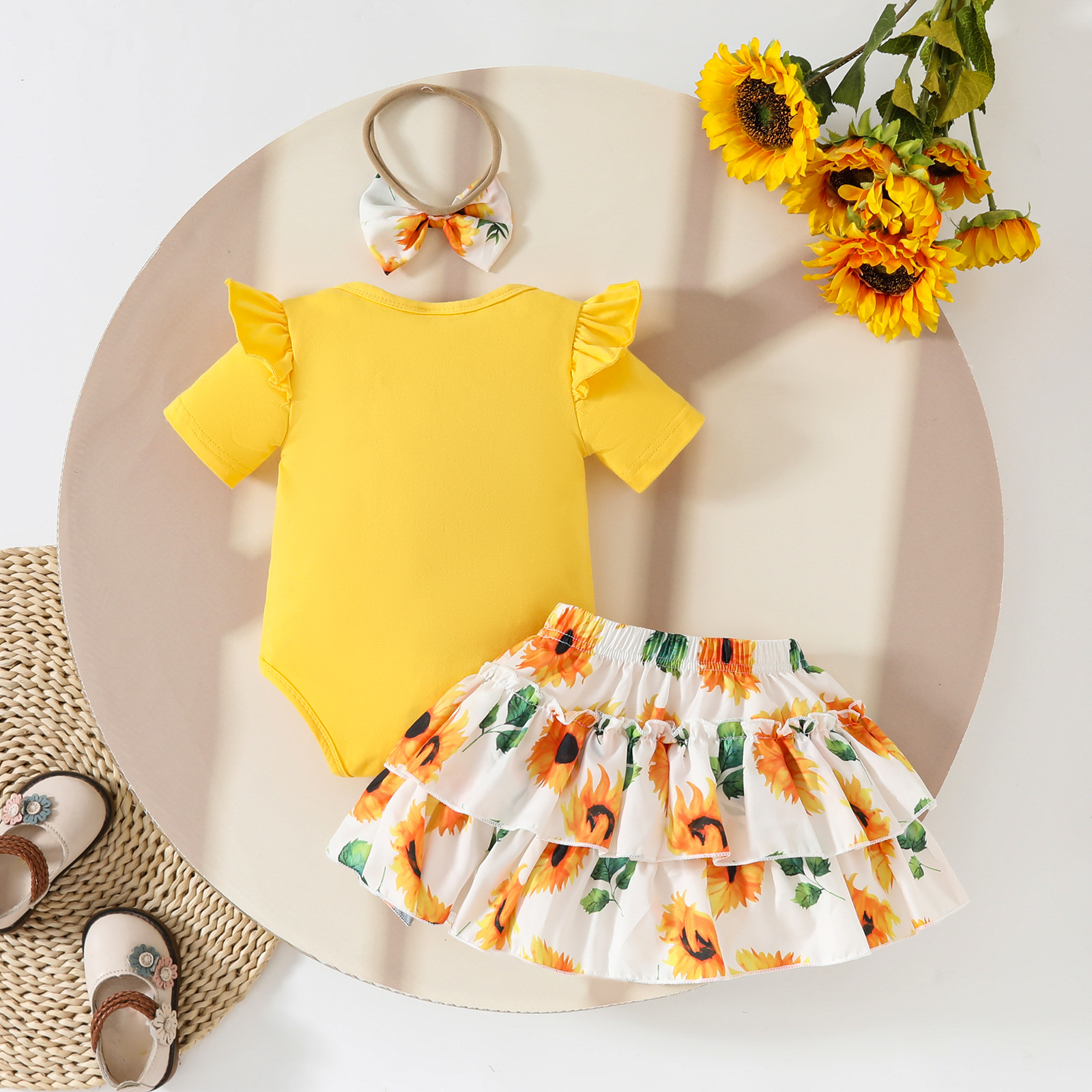 Compleu Fetițe 3 Piese Little Sunflower Tatiana - 3-6 luni - poza 3