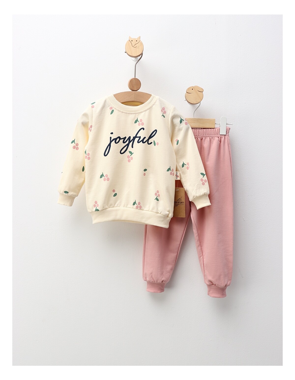 Compleu Joyful, model crem-roz