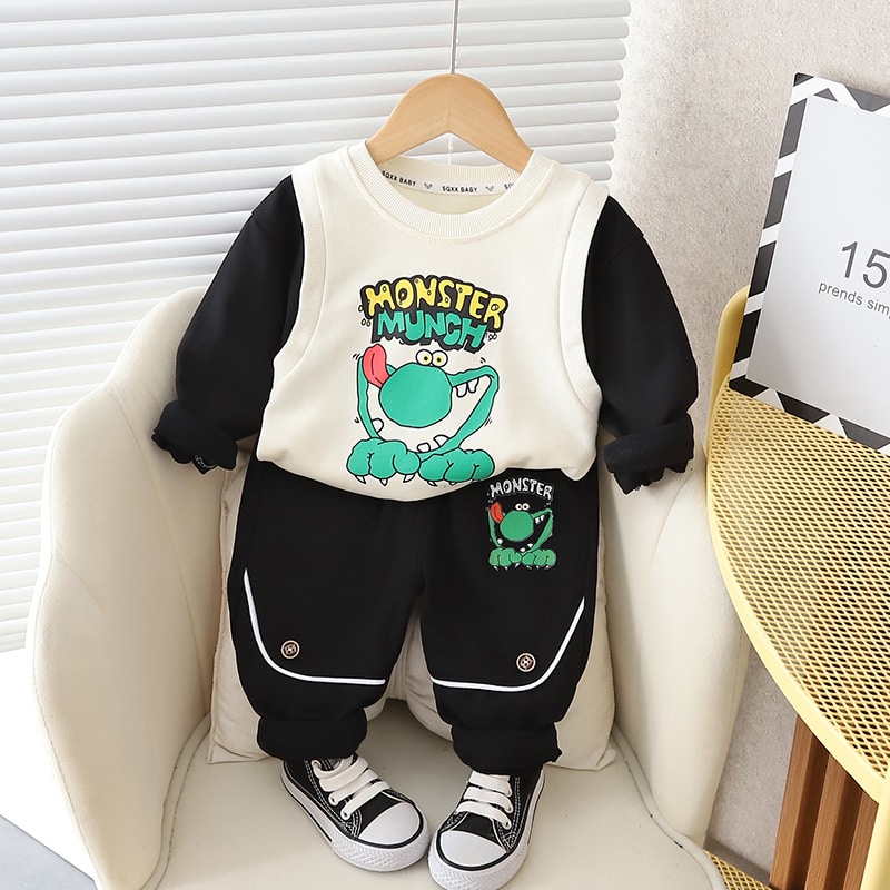Compleu Negru Baieti Monster - 9-12 luni - poza 1
