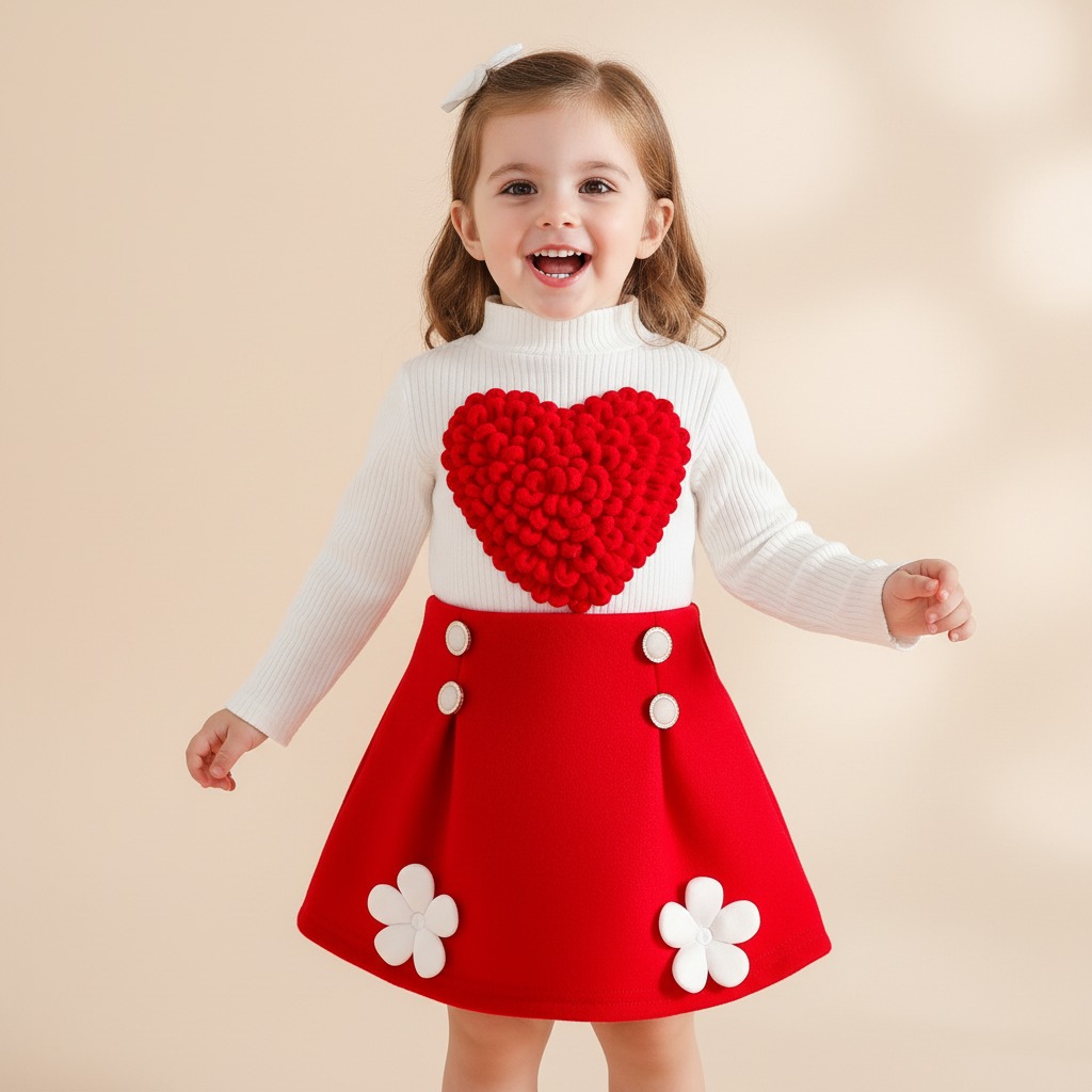 Compleu Rosu 2 Piese Fetite Henna - 6-9 luni - poza 2
