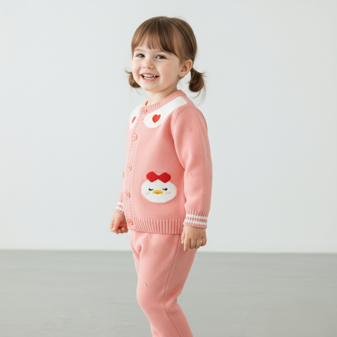 Compleu Roz Fetite Tricotat Daisy - 6-9 luni - poza 2