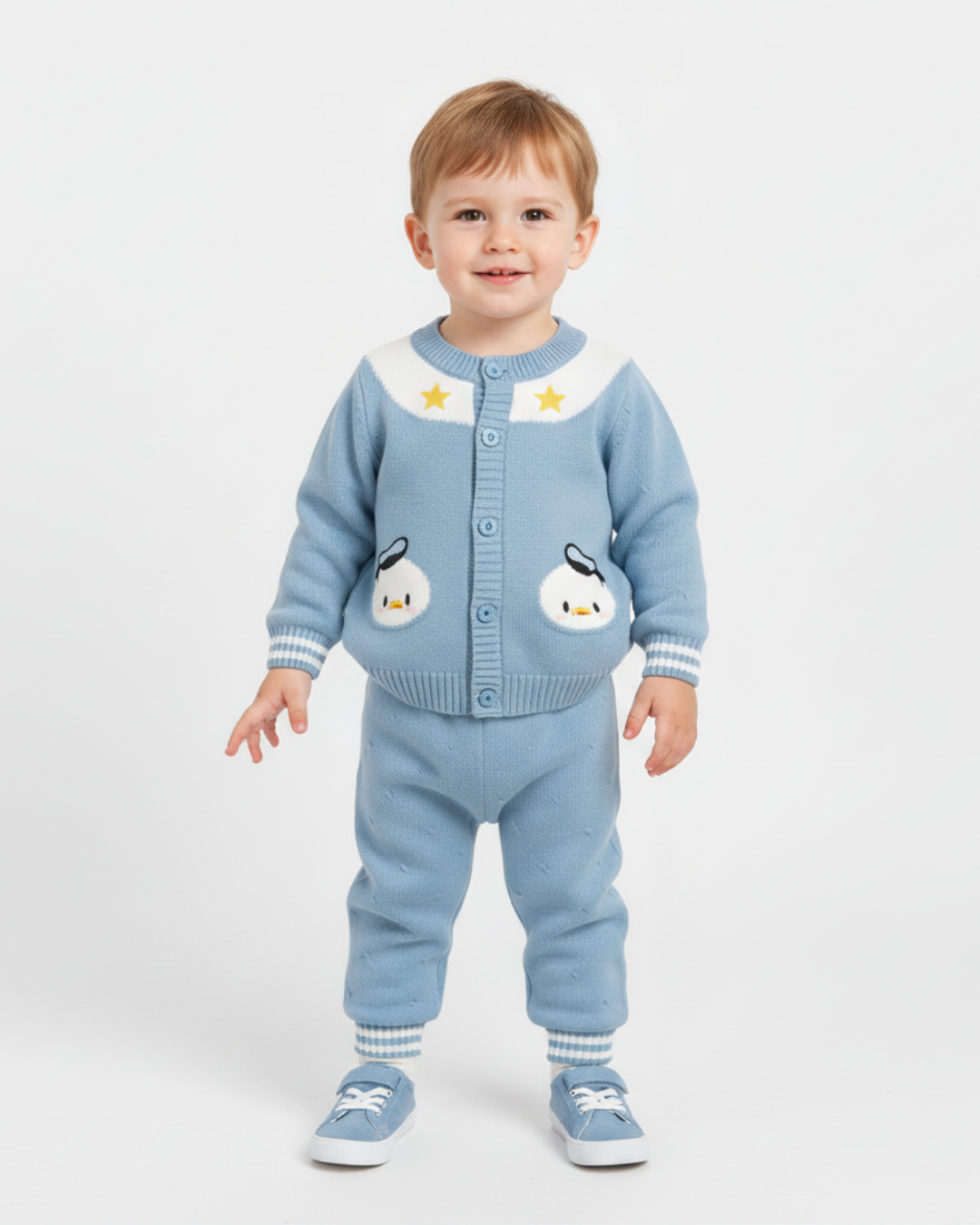 Compleu Tricotat Albastru Baieti Donald - 6-9 luni