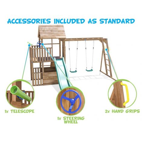 Complex de joaca BalconyFort ™ cu Monkey Bars si 2 leagane, tobogan verde, Dunster House - poza 3