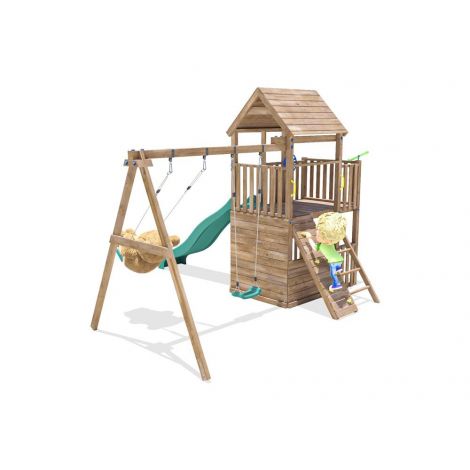 Complex de joaca BalconyFort ™ Double Swing, tobogan verde, Dunster House - poza 3