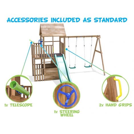 Complex de joaca BalconyFort ™ Double Swing, tobogan verde, Dunster House - poza 5