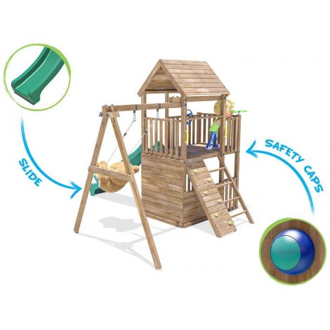 Complex de joaca BalconyFort ™ Single Swing, tobogan verde, Dunster House - poza 4