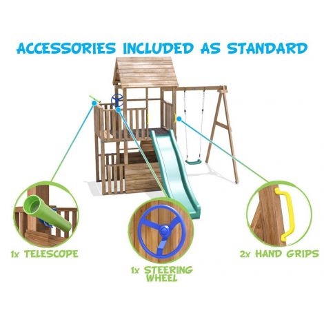 Complex de joaca BalconyFort ™ Single Swing, tobogan verde, Dunster House - poza 5