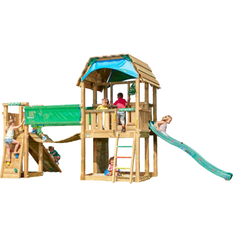 Complex de joaca din lemn Barn cu Bridge Jungle Gym - poza 1