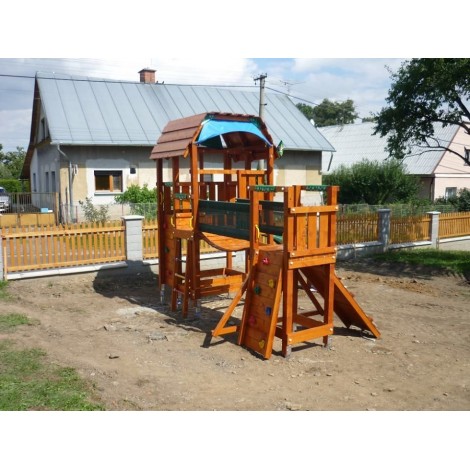 Complex de joaca din lemn Barn cu Bridge Jungle Gym - poza 2