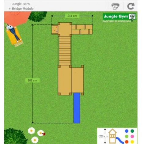 Complex de joaca din lemn Barn cu Bridge Jungle Gym - poza 4