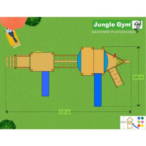 Complex de joaca din lemn cu doua turnuri si pod Jungle Gym - poza 2