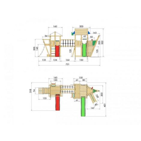 Complex de joaca din lemn cu doua turnuri si pod Jungle Gym - poza 3