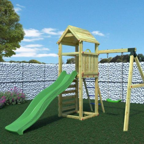Complex de joaca din lemn Fungoo® Gaia T1S 04720PK (natur) - poza 3