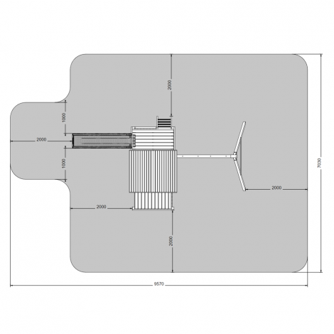 Complex de joaca din lemn Fungoo Mars cu casuta, leagane si masa de picnic 0802PK - poza 4