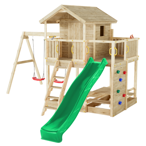Complex de joaca din lemn Fungoo® Moonlight cu casuta si leagane 08210PK - poza 1