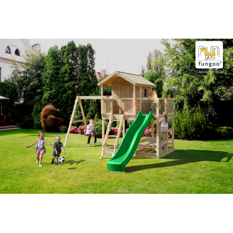 Complex de joaca din lemn Fungoo® Moonlight cu casuta si leagane 08210PK - poza 2