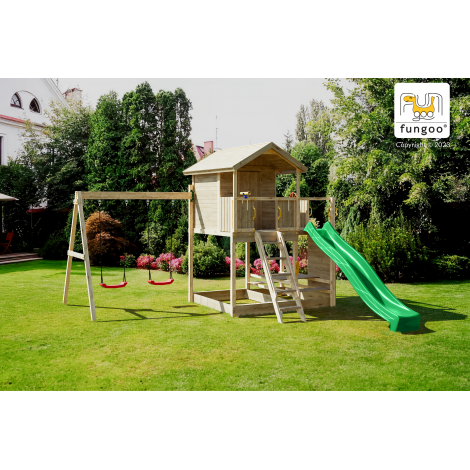 Complex de joaca din lemn Fungoo® Moonlight cu casuta si leagane 08210PK - poza 3