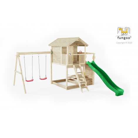 Complex de joaca din lemn Fungoo® Moonlight cu casuta si leagane 08210PK - poza 5