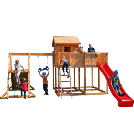 Complex de joaca din lemn Fungoo MY SPACE XL SPIDER cu casuta, leagan si catarator 03522PT - poza 1