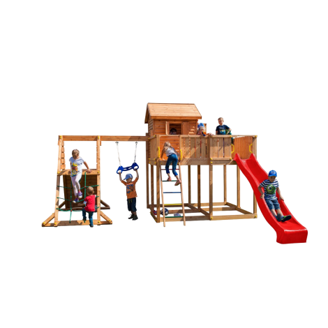 Complex de joaca din lemn Fungoo MY SPACE XL SPIDER cu casuta, leagan si catarator 03522PT - poza 2