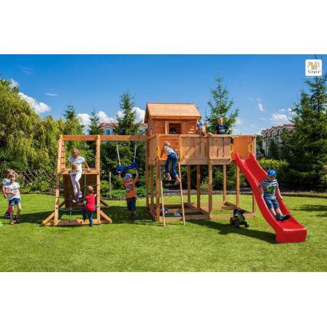 Complex de joaca din lemn Fungoo MY SPACE XL SPIDER cu casuta, leagan si catarator 03522PT - poza 3
