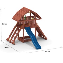 Complex de joaca din lemn GIANT, cu cataratoare si tobogan, pentru max 10 copii, 3 ani+, Fungoo 0925 - poza 2