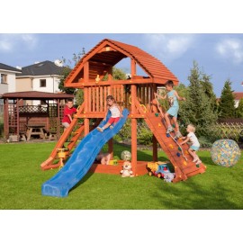 Complex de joaca din lemn GIANT, cu cataratoare si tobogan, pentru max 10 copii, 3 ani+, Fungoo 0925 - poza 3
