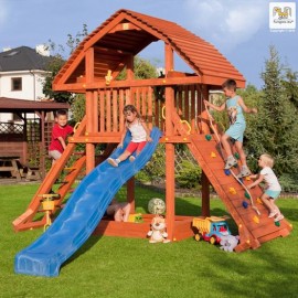 Complex de joaca din lemn GIANT, cu cataratoare si tobogan, pentru max 10 copii, 3 ani+, Fungoo 0925 - poza 5