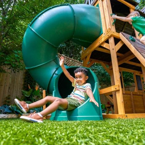 Complex de joaca din lemn, max 10 copii, 3 leagane, 3 tobogane, Adventure Bend Swing Set, Cedar Summit F29720 - poza 4
