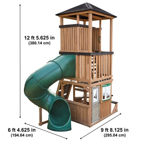 Complex de joaca din lemn, max 12 copii, cu 3 niveluri, Panorama Tower Playhouse, Cedar Summit P280226 - poza 5