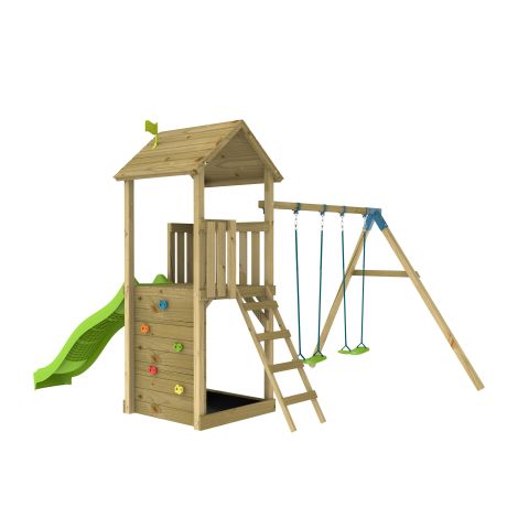 Complex de joaca din lemn, TP Toys, Skywood, cu tobogan si leagan dublu - poza 3