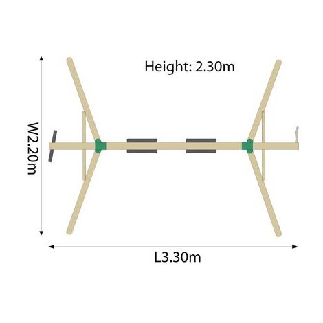 Complex de leagane cu cataratoare Gibbon, pentru 4 copii, din lemn tratat, PLUM 27012 - poza 3