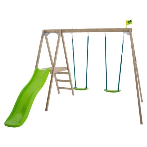 Complex de Leagane din lemn Tp Toys multiplay , cu 2 leagane, scara de escalada si topogan - poza 1