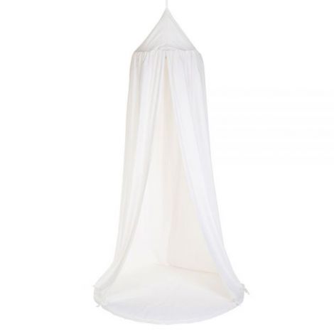 Cort cu baldachin + saltea de joaca Childhome 120x120x230 cm, Jerse Alb - poza 1