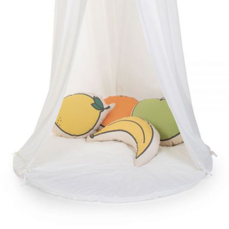 Cort cu baldachin + saltea de joaca Childhome 120x120x230 cm, Jerse Alb - poza 2