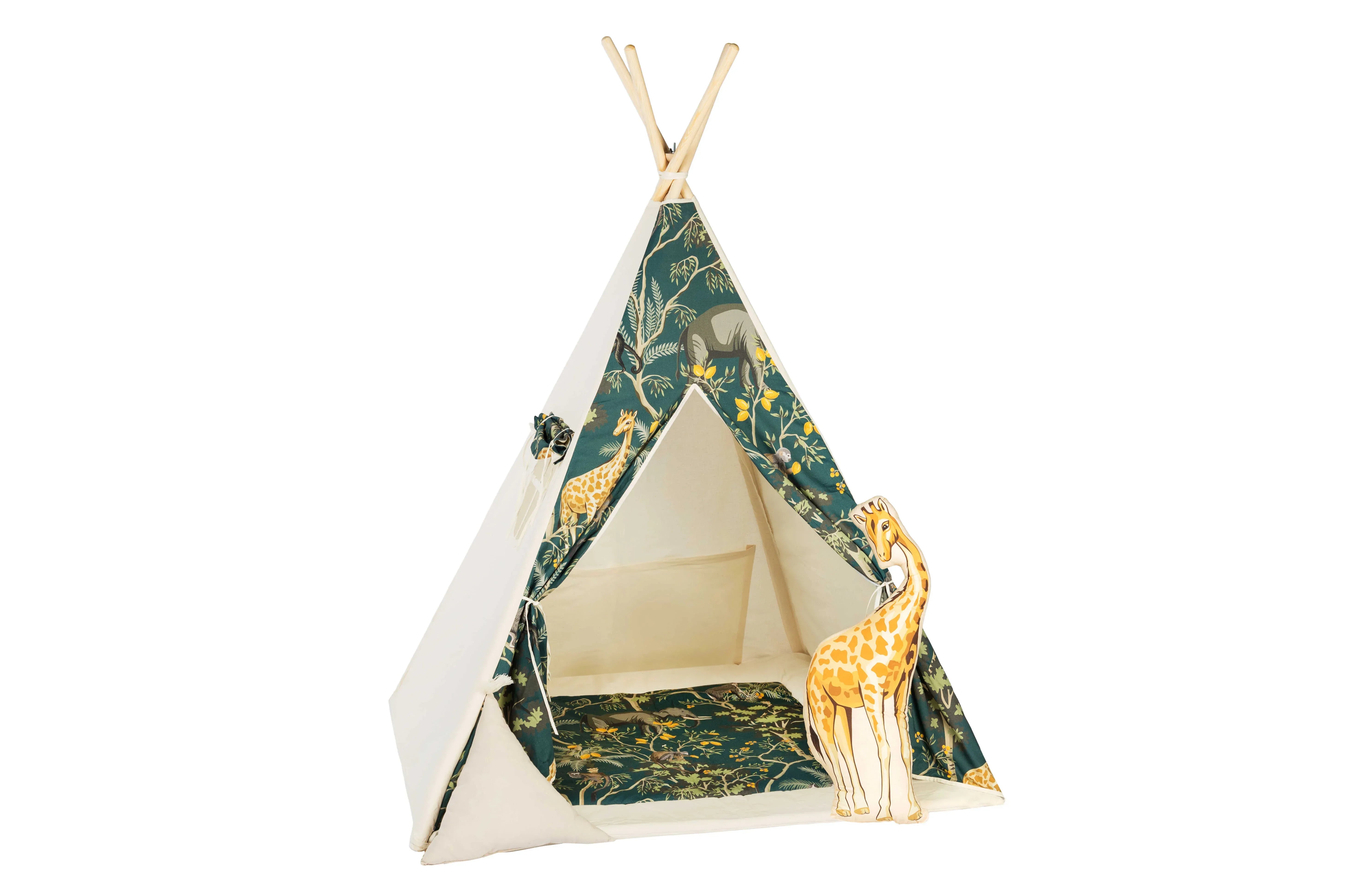 Cort teepee pentru copii, 110 cm x 110 cm - Safari - Default Title