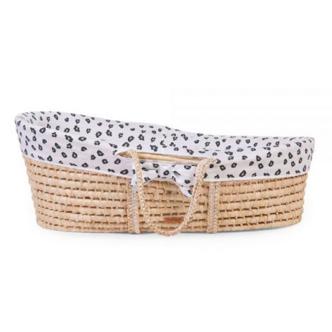 Cos bebe Childhome Moise din coji de porumb cu saltea, Husa Jerse Leopard - poza 2
