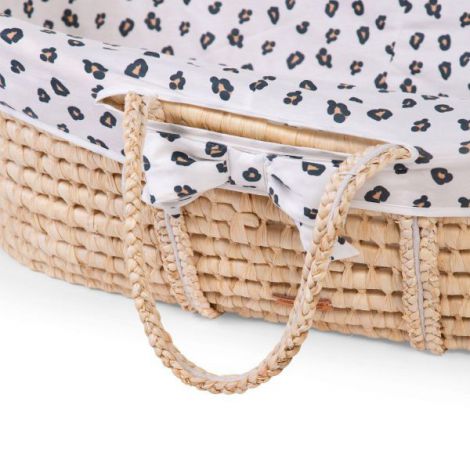 Cos bebe Childhome Moise din coji de porumb cu saltea, Husa Jerse Leopard - poza 3