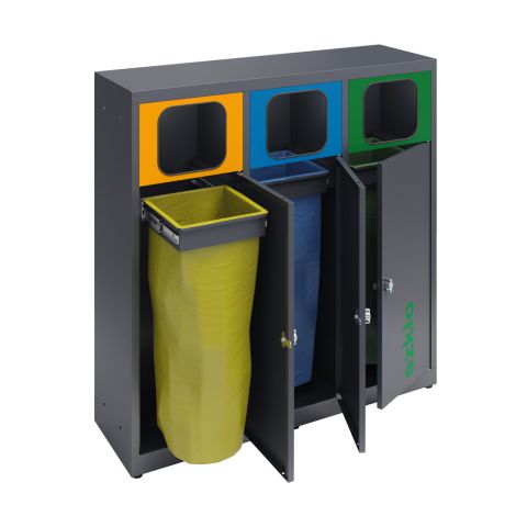 Cos gunoi pentru reciclare selectiva cu 3 compartimente - poza 2