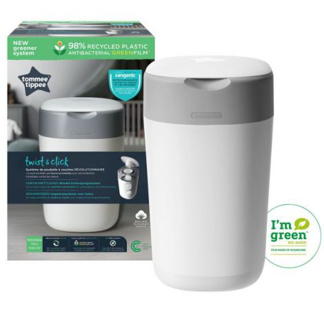 Cos pentru scutece Tommee Tippee Sangenic Twist and Click Reciclabil, Alb Gri - poza 1