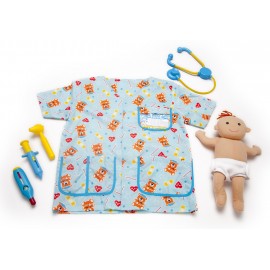 Costum de joaca si rol Asistenta medicala pediatrie – set complet cu papusa nou-nascut - poza 3