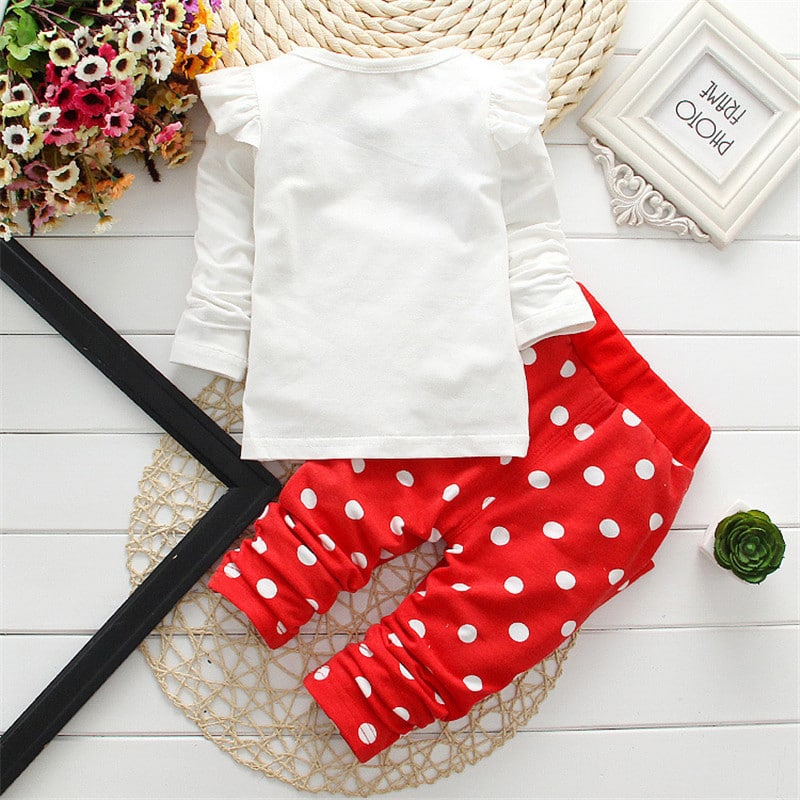 Costum Fetite Pantaloni cu Buline Rosu - 18-24 luni - poza 2