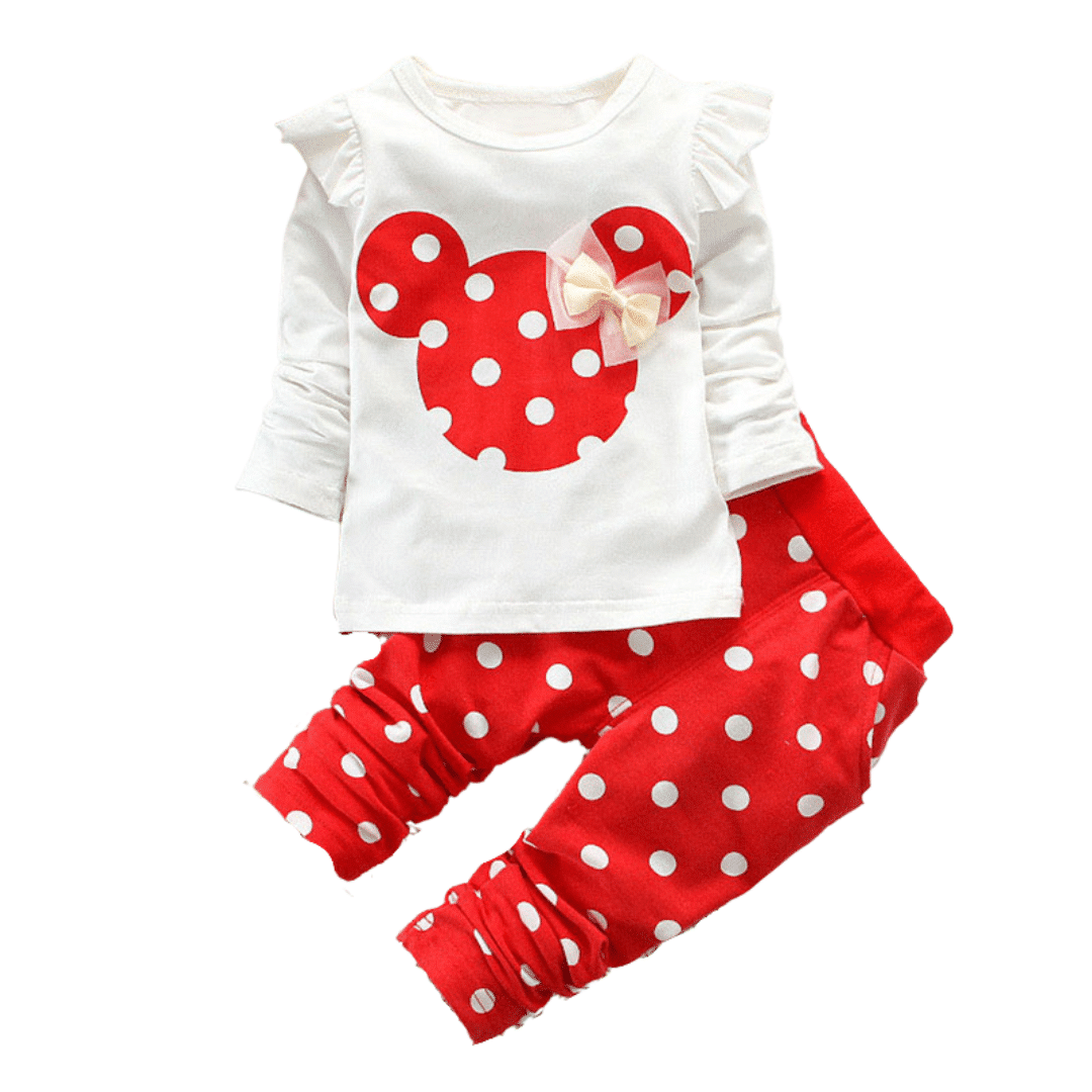 Costum Fetite Pantaloni cu Buline Rosu - 18-24 luni - poza 3