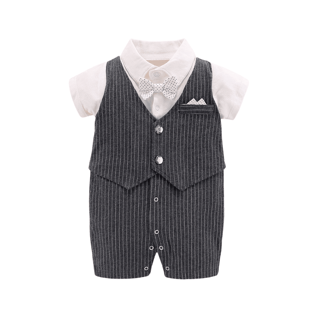 Costum Salopeta Eleganta Baieti Gri Luis - 9-12 luni - poza 4