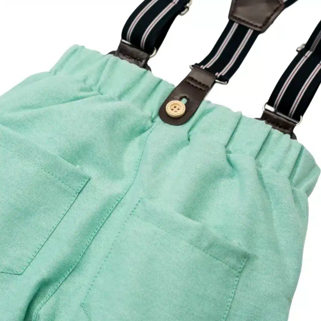Costum Verde Baieti Cu Bretele Darius - 9-12 luni - poza 3