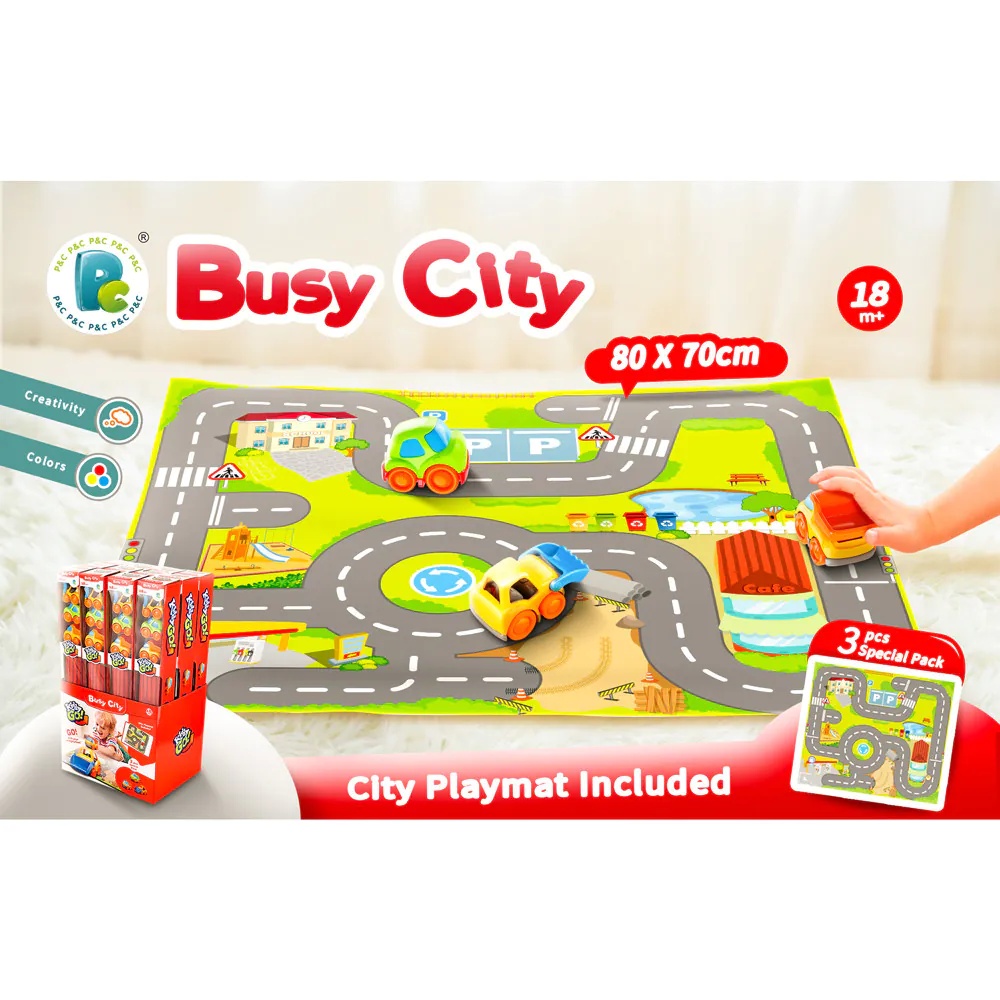 Covor de joaca cu 3 masinute Kiddy Go Street Carpet - poza 2