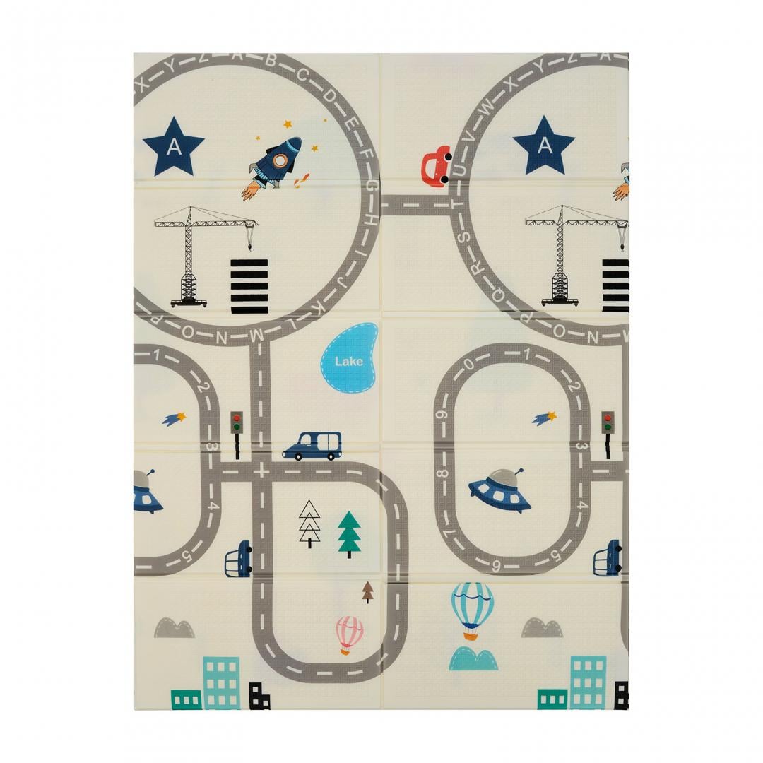 Covor de joaca pentru copii U-Grow, din spuma, pliabil, 2 fete, impermeabil, izolant, 120 x 180 x 1 cm, circuit