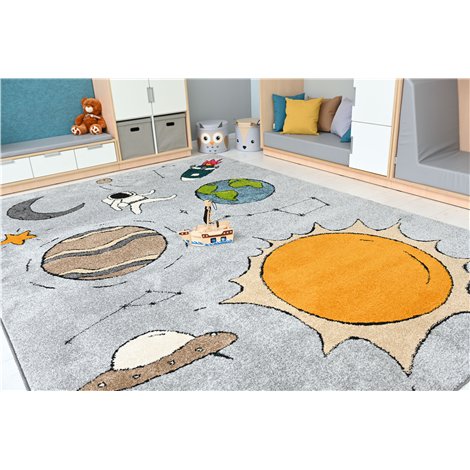 Covor dreptunghiular gri cu design Cosmos, 2.4 x 3.3 m, gradinita, scoala - poza 2